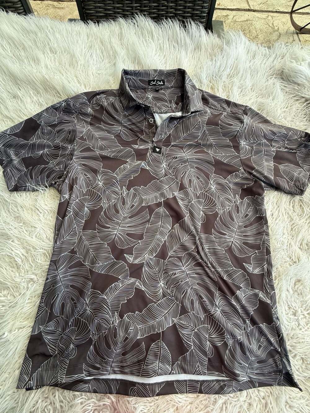 Bad Birdie XL Men's Golf Shirt with Tropical Leaf Print